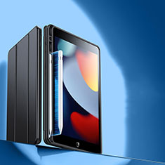 Apple iPad 10.2 (2020)用手帳型 レザーケース スタンド カバー P02 アップル ブラック
