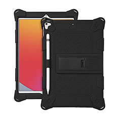 Apple iPad 10.2 (2020)用ハイブリットバンパーケース スタンド プラスチック 兼シリコーン カバー H01 アップル ブラック