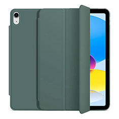 Apple iPad 10.9 (2022)用手帳型 レザーケース スタンド カバー H10 アップル グリーン