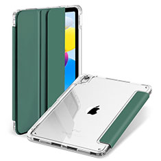 Apple iPad 10.9 (2022)用手帳型 レザーケース スタンド カバー H07 アップル グリーン
