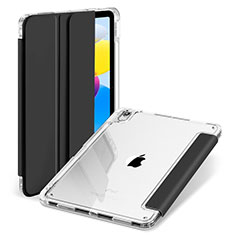 Apple iPad 10.9 (2022)用手帳型 レザーケース スタンド カバー H07 アップル ブラック