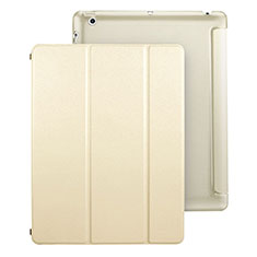 Apple iPad 4用手帳型 レザーケース スタンド アップル ゴールド