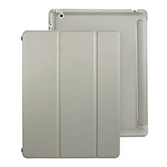 Apple iPad 4用手帳型 レザーケース スタンド アップル グレー