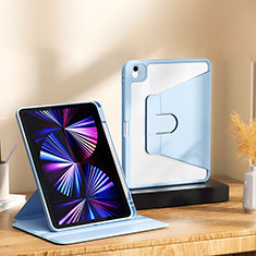 Apple iPad Air 4 10.9 (2020)用手帳型 レザーケース スタンド カバー H06 アップル ライトブルー