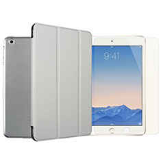 Apple iPad Mini 2用手帳型 レザーケース スタンド 液晶保護フィルム アップル シルバー