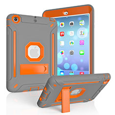 Apple iPad Mini 2用ハイブリットバンパーケース スタンド プラスチック 兼シリコーン カバー YJ1 アップル オレンジ