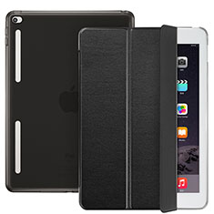 Apple iPad Mini 4用手帳型 レザーケース スタンド L06 アップル ブラック