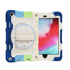 Apple iPad Mini 4用ハイブリットバンパーケース スタンド プラスチック 兼シリコーン カバー L01 アップル ブルー