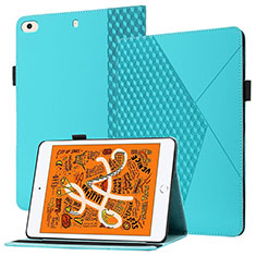 Apple iPad Mini 4用手帳型 レザーケース スタンド カバー YX1 アップル ライトブルー