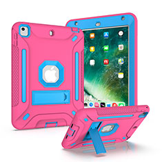 Apple iPad Mini 5 (2019)用ハイブリットバンパーケース スタンド プラスチック 兼シリコーン カバー YJ2 アップル ローズレッド