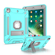 Apple iPad Mini 5 (2019)用ハイブリットバンパーケース スタンド プラスチック 兼シリコーン カバー YJ2 アップル ライトブルー