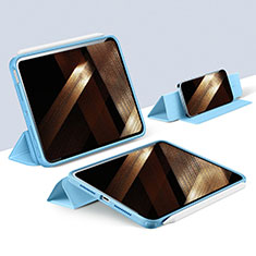Apple iPad Mini 6用手帳型 レザーケース スタンド カバー H05 アップル ネイビー