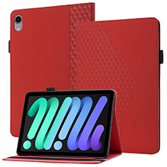 Apple iPad Mini 6用手帳型 レザーケース スタンド カバー YX1 アップル レッド