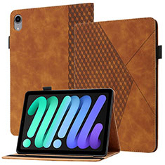 Apple iPad Mini 6用手帳型 レザーケース スタンド カバー YX1 アップル ブラウン