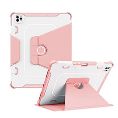 Apple iPad Pro 12.9 (2020)用ハイブリットバンパーケース スタンド プラスチック 兼シリコーン カバー L04 アップル ピンク