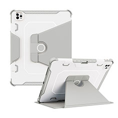 Apple iPad Pro 12.9 (2020)用ハイブリットバンパーケース スタンド プラスチック 兼シリコーン カバー L04 アップル グレー