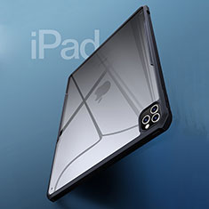 Apple iPad Pro 12.9 (2021)用極薄ソフトケース シリコンケース 耐衝撃 全面保護 クリア透明 T04 アップル ブラック
