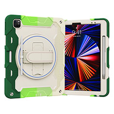 Apple iPad Pro 12.9 (2022)用ハイブリットバンパーケース スタンド プラスチック 兼シリコーン カバー L03 アップル グリーン