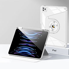 Apple iPad Pro 12.9 (2022)用ハイブリットバンパーケース スタンド プラスチック 兼シリコーン カバー S01 アップル ホワイト