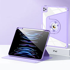 Apple iPad Pro 12.9 (2022)用ハイブリットバンパーケース スタンド プラスチック 兼シリコーン カバー S01 アップル パープル