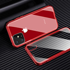Apple iPhone 11用極薄ソフトケース シリコンケース 耐衝撃 全面保護 クリア透明 H01 アップル レッド