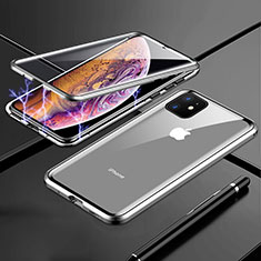 Apple iPhone 11用ケース 高級感 手触り良い アルミメタル 製の金属製 360度 フルカバーバンパー 鏡面 カバー アップル シルバー