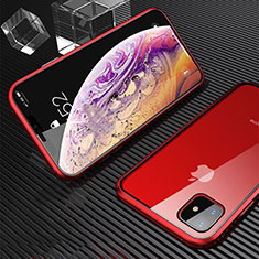 Apple iPhone 11用ケース 高級感 手触り良い アルミメタル 製の金属製 360度 フルカバーバンパー 鏡面 カバー M01 アップル レッド