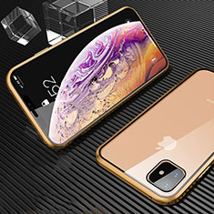 Apple iPhone 11用ケース 高級感 手触り良い アルミメタル 製の金属製 360度 フルカバーバンパー 鏡面 カバー M01 アップル ゴールド