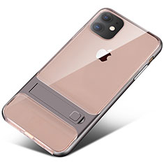 Apple iPhone 11用ハイブリットバンパーケース スタンド プラスチック 兼シリコーン カバー A06 アップル グレー
