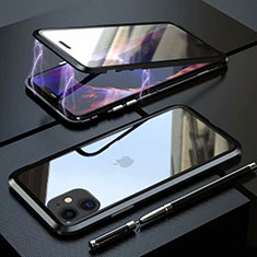Apple iPhone 11用ケース 高級感 手触り良い アルミメタル 製の金属製 360度 フルカバーバンパー 鏡面 カバー M08 アップル ブラック