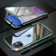 Apple iPhone 11用ケース 高級感 手触り良い アルミメタル 製の金属製 360度 フルカバーバンパー 鏡面 カバー M07 アップル グリーン