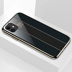 Apple iPhone 11用ハイブリットバンパーケース プラスチック 鏡面 カバー T01 アップル ブラック
