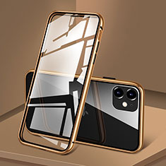 Apple iPhone 11用ケース 高級感 手触り良い アルミメタル 製の金属製 360度 フルカバーバンパー 鏡面 カバー T09 アップル ゴールド