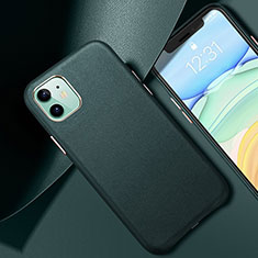 Apple iPhone 11用ケース 高級感 手触り良いレザー柄 R02 アップル グリーン