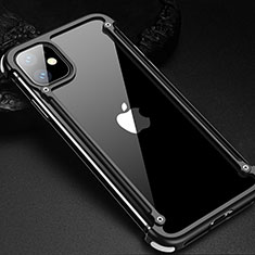Apple iPhone 11用ケース 高級感 手触り良い アルミメタル 製の金属製 バンパー カバー T01 アップル ブラック