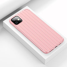 Apple iPhone 11用シリコンケース ソフトタッチラバー ライン カバー C01 アップル ピンク