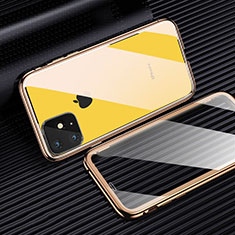 Apple iPhone 11 Pro用ケース 高級感 手触り良い アルミメタル 製の金属製 360度 フルカバーバンパー 鏡面 カバー M03 アップル イエロー