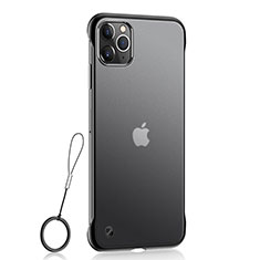 Apple iPhone 11 Pro用極薄ケース クリア透明 プラスチック 質感もマットU02 アップル ブラック