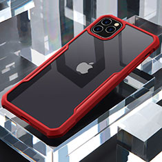 Apple iPhone 11 Pro用ハイブリットバンパーケース クリア透明 プラスチック 鏡面 カバー アップル レッド