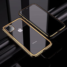 Apple iPhone 11 Pro用ケース 高級感 手触り良い アルミメタル 製の金属製 360度 フルカバーバンパー 鏡面 カバー M02 アップル ゴールド