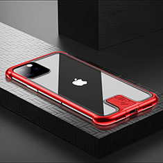 Apple iPhone 11 Pro用ケース 高級感 手触り良い アルミメタル 製の金属製 360度 フルカバーバンパー 鏡面 カバー アップル レッド