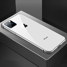 Apple iPhone 11 Pro用ケース 高級感 手触り良い アルミメタル 製の金属製 360度 フルカバーバンパー 鏡面 カバー M04 アップル シルバー