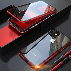 Apple iPhone 11 Pro用ケース 高級感 手触り良い アルミメタル 製の金属製 360度 フルカバーバンパー 鏡面 カバー M05 アップル レッド