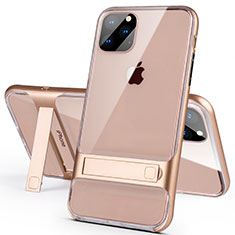 Apple iPhone 11 Pro用ハイブリットバンパーケース スタンド プラスチック 兼シリコーン カバー A02 アップル ゴールド