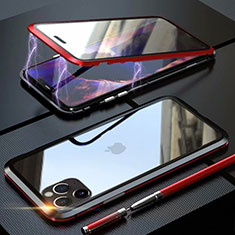 Apple iPhone 11 Pro用ケース 高級感 手触り良い アルミメタル 製の金属製 360度 フルカバーバンパー 鏡面 カバー M12 アップル レッド