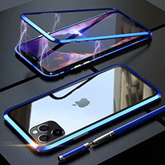Apple iPhone 11 Pro用ケース 高級感 手触り良い アルミメタル 製の金属製 360度 フルカバーバンパー 鏡面 カバー M14 アップル ブルー