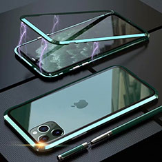 Apple iPhone 11 Pro用ケース 高級感 手触り良い アルミメタル 製の金属製 360度 フルカバーバンパー 鏡面 カバー M14 アップル グリーン