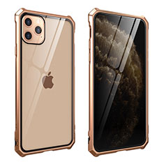 Apple iPhone 11 Pro用ケース 高級感 手触り良い アルミメタル 製の金属製 360度 フルカバーバンパー 鏡面 カバー M15 アップル ゴールド