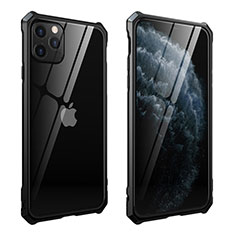Apple iPhone 11 Pro用ケース 高級感 手触り良い アルミメタル 製の金属製 360度 フルカバーバンパー 鏡面 カバー M15 アップル ブラック