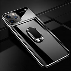Apple iPhone 11 Pro用ハードケース プラスチック 質感もマット アンド指輪 マグネット式 P01 アップル ブラック